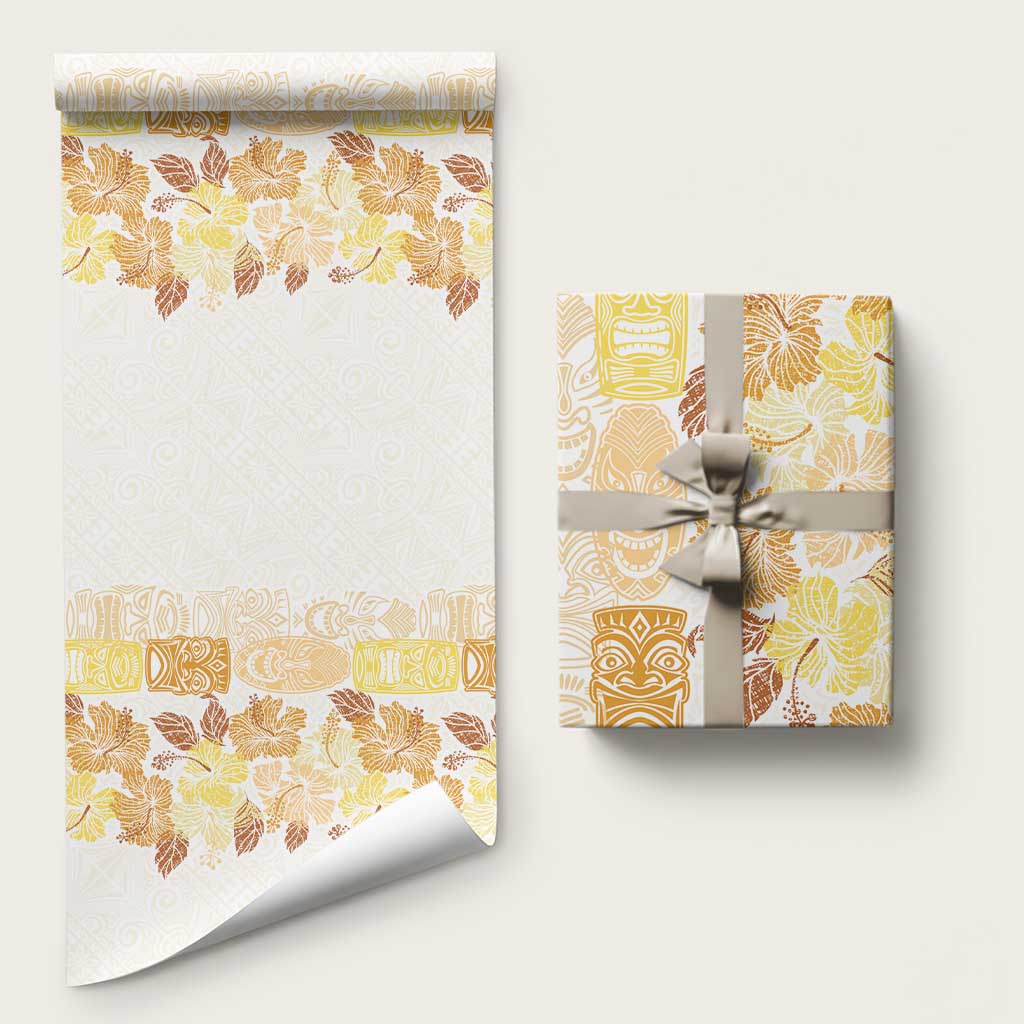 Christmas Aloha Hawaii Tiki Wrapping Paper Hibiscus Autumn Colors
