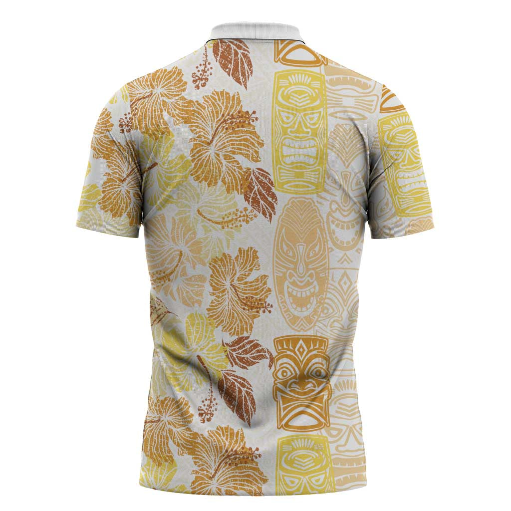 Christmas Aloha Hawaii Tiki Zipper Polo Shirt Hibiscus Autumn Colors LT7 - Polynesian Pride