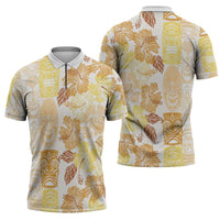 Christmas Aloha Hawaii Tiki Zipper Polo Shirt Hibiscus Autumn Colors LT7 - Polynesian Pride