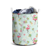 Aloha Hawaii Christmas Seamless Laundry Basket Plumeria Lei