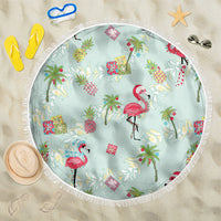 Aloha Hawaii Christmas Seamless Beach Blanket Plumeria Lei