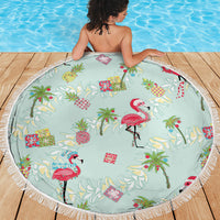 Aloha Hawaii Christmas Seamless Beach Blanket Plumeria Lei