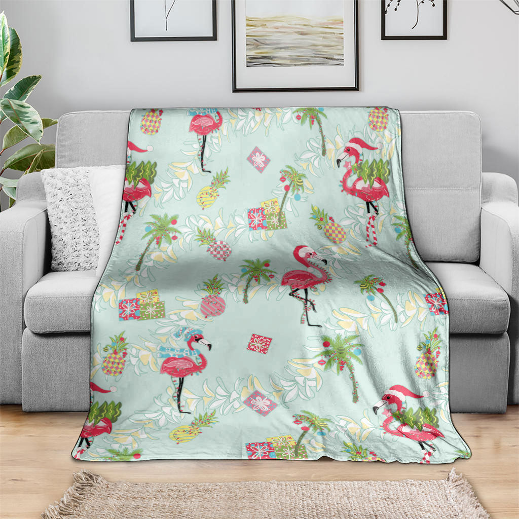 Aloha Hawaii Christmas Seamless Blanket Plumeria Lei