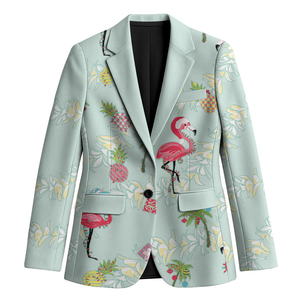 Aloha Hawaii Christmas Seamless Blazer Plumeria Lei LT7 Unisex Cerulean - Polynesian Pride