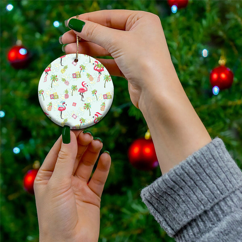 Aloha Hawaii Christmas Seamless Ceramic Ornament Plumeria Lei