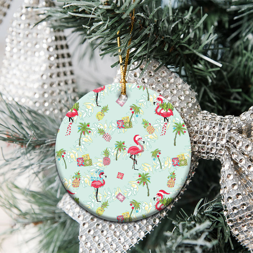 Aloha Hawaii Christmas Seamless Ceramic Ornament Plumeria Lei