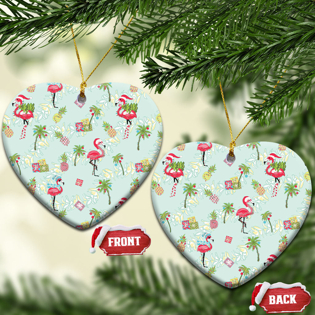 Aloha Hawaii Christmas Seamless Ceramic Ornament Plumeria Lei