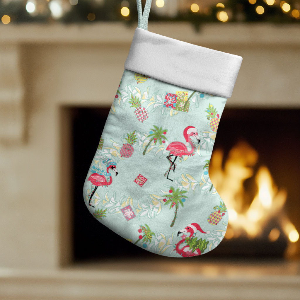 Aloha Hawaii Christmas Seamless Christmas Stocking Plumeria Lei