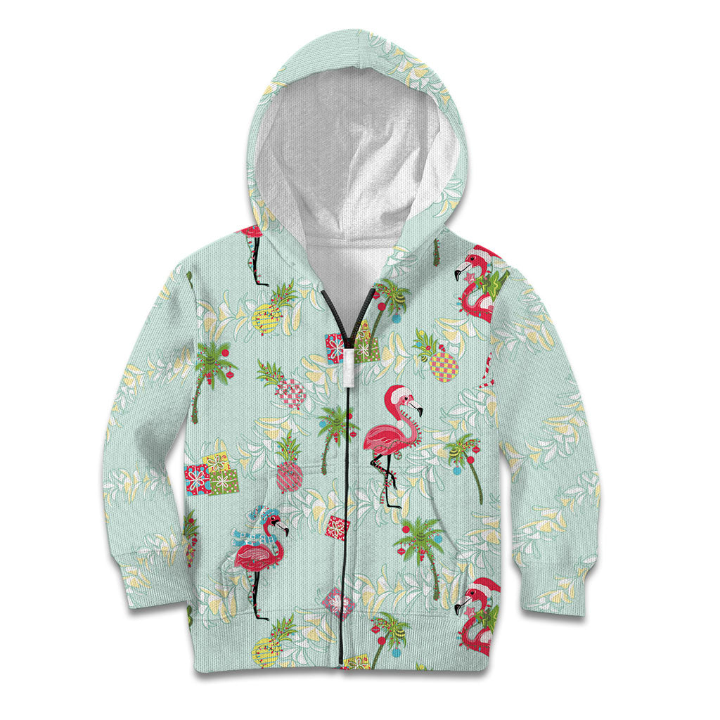 Aloha Hawaii Christmas Seamless Kid Hoodie Plumeria Lei LT7 Zip Hoodie Cerulean - Polynesian Pride