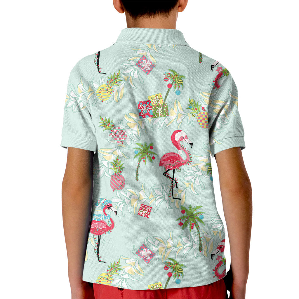 Aloha Hawaii Christmas Seamless Kid Polo Shirt Plumeria Lei LT7 - Polynesian Pride