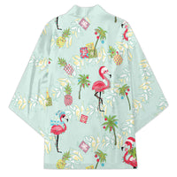 Aloha Hawaii Christmas Seamless Kimono Plumeria Lei