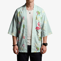 Aloha Hawaii Christmas Seamless Kimono Plumeria Lei