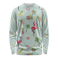 Aloha Hawaii Christmas Seamless Long Sleeve Shirt Plumeria Lei LT7 Unisex Cerulean - Polynesian Pride