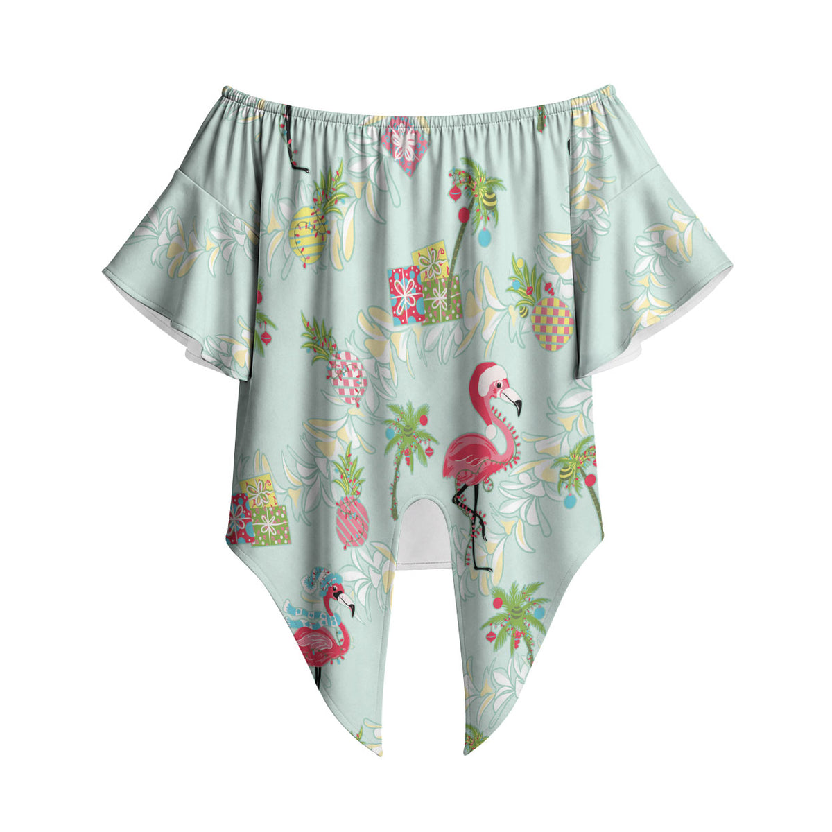 Aloha Hawaii Christmas Seamless Off Shoulder Wrap Waist Top Plumeria Lei LT7 - Polynesian Pride