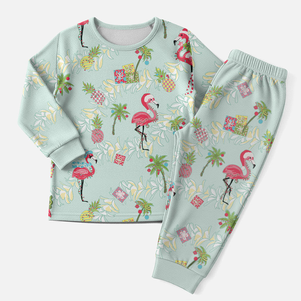 Aloha Hawaii Christmas Seamless Christmas Pajama Set Plumeria Lei LT7 Men Cerulean - Polynesian Pride