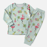 Aloha Hawaii Christmas Seamless Christmas Pajama Set Plumeria Lei LT7 Men Cerulean - Polynesian Pride
