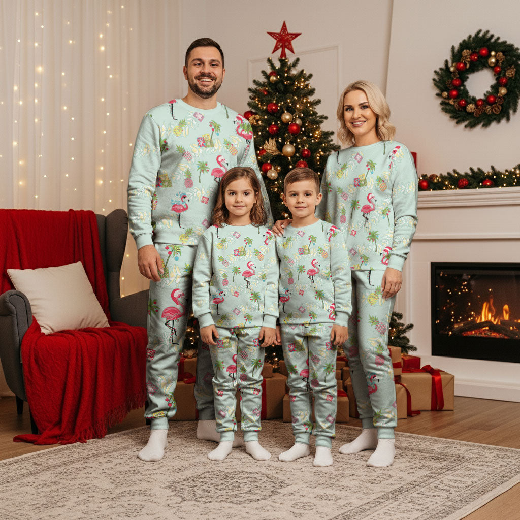 Aloha Hawaii Christmas Seamless Christmas Pajama Set Plumeria Lei LT7 - Polynesian Pride