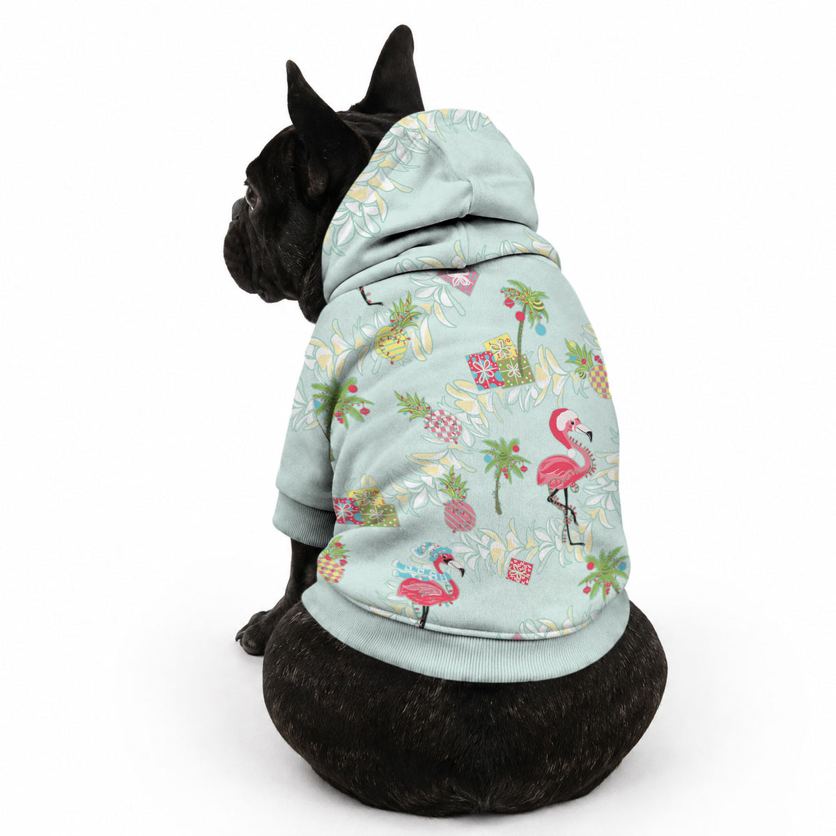 Aloha Hawaii Christmas Seamless Pet Hoodie Plumeria Lei LT7 - Polynesian Pride