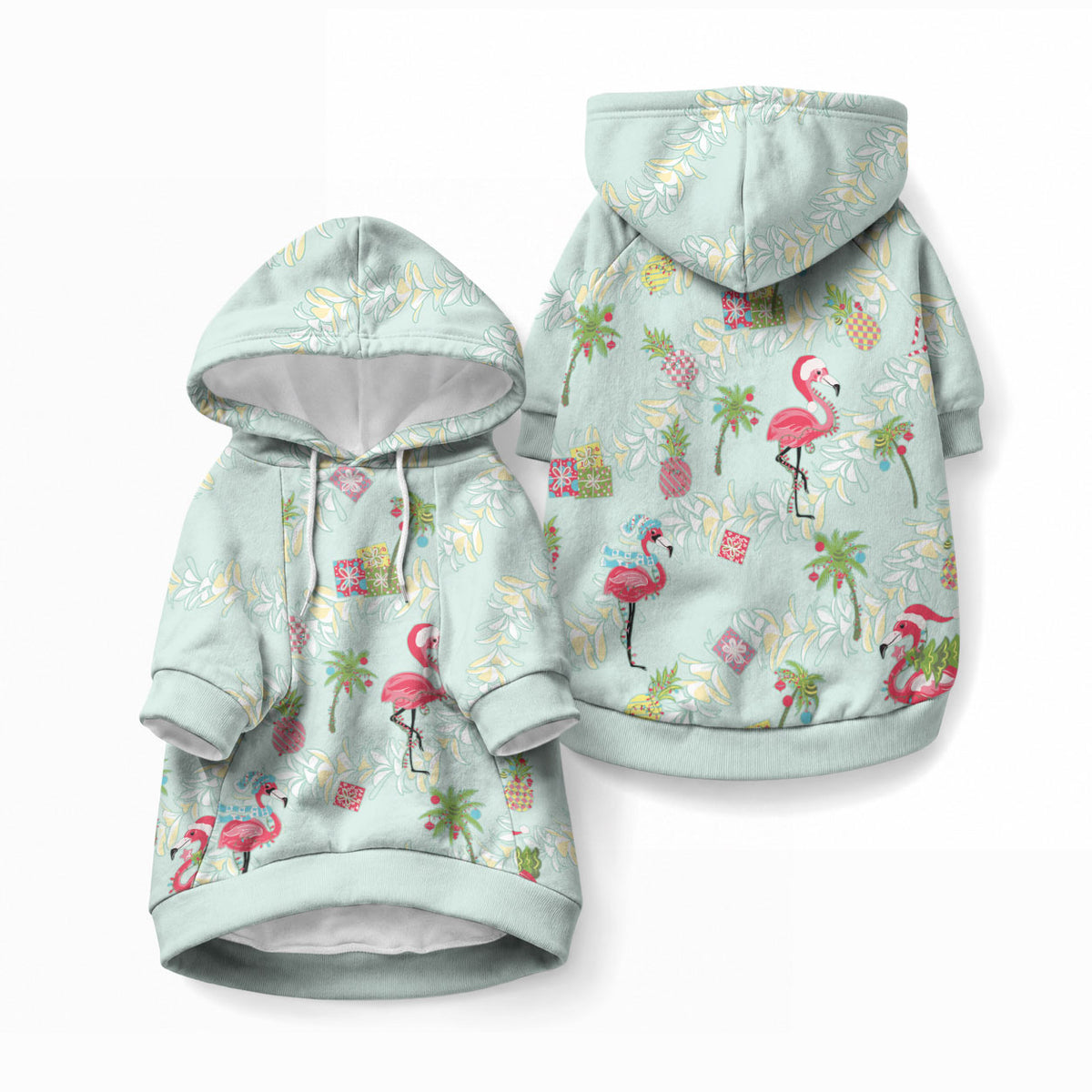 Aloha Hawaii Christmas Seamless Pet Hoodie Plumeria Lei LT7 Pullover Cerulean - Polynesian Pride