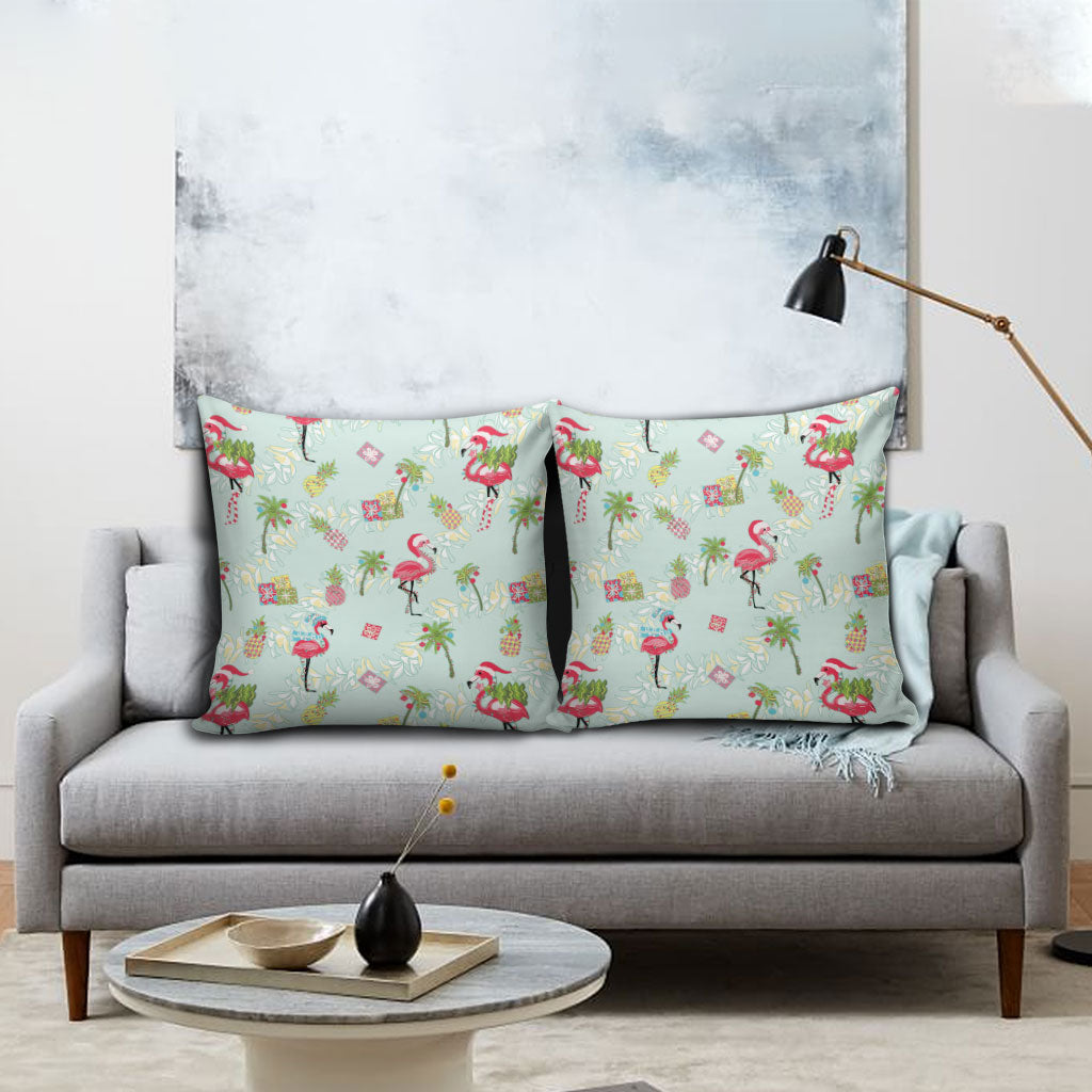 Aloha Hawaii Christmas Seamless Pillow Cover Plumeria Lei