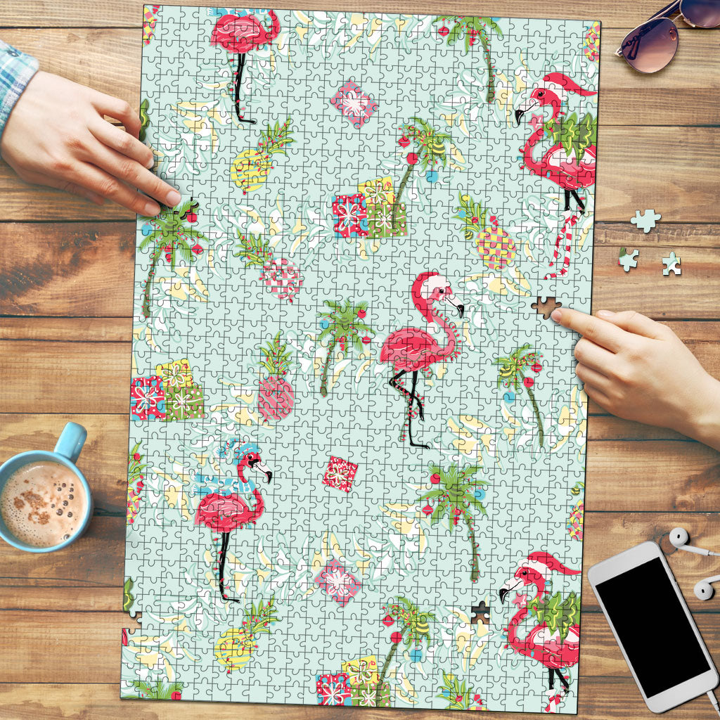 Aloha Hawaii Christmas Seamless Puzzle Plumeria Lei
