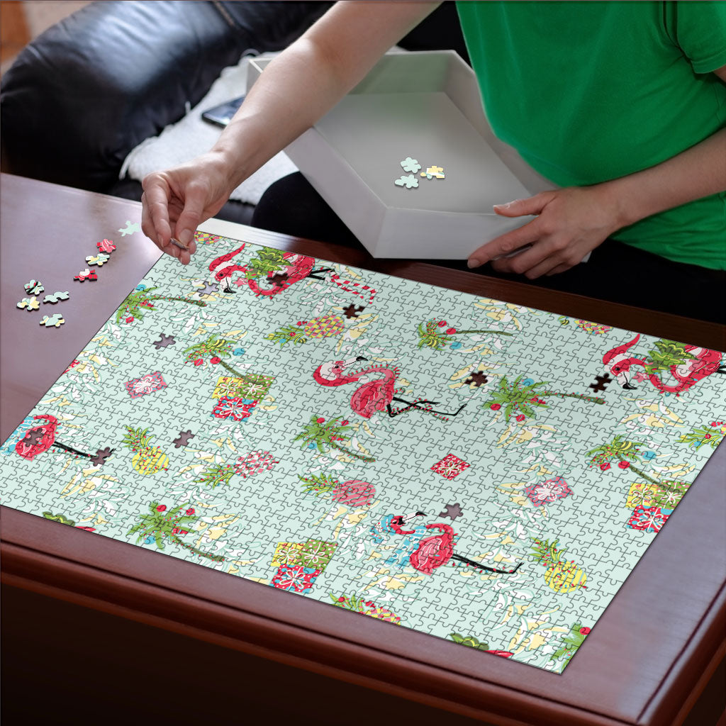 Aloha Hawaii Christmas Seamless Puzzle Plumeria Lei