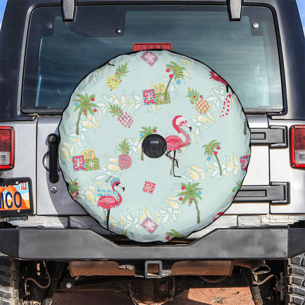 Aloha Hawaii Christmas Seamless Spare Tire Cover Plumeria Lei LT7 Cerulean - Polynesian Pride
