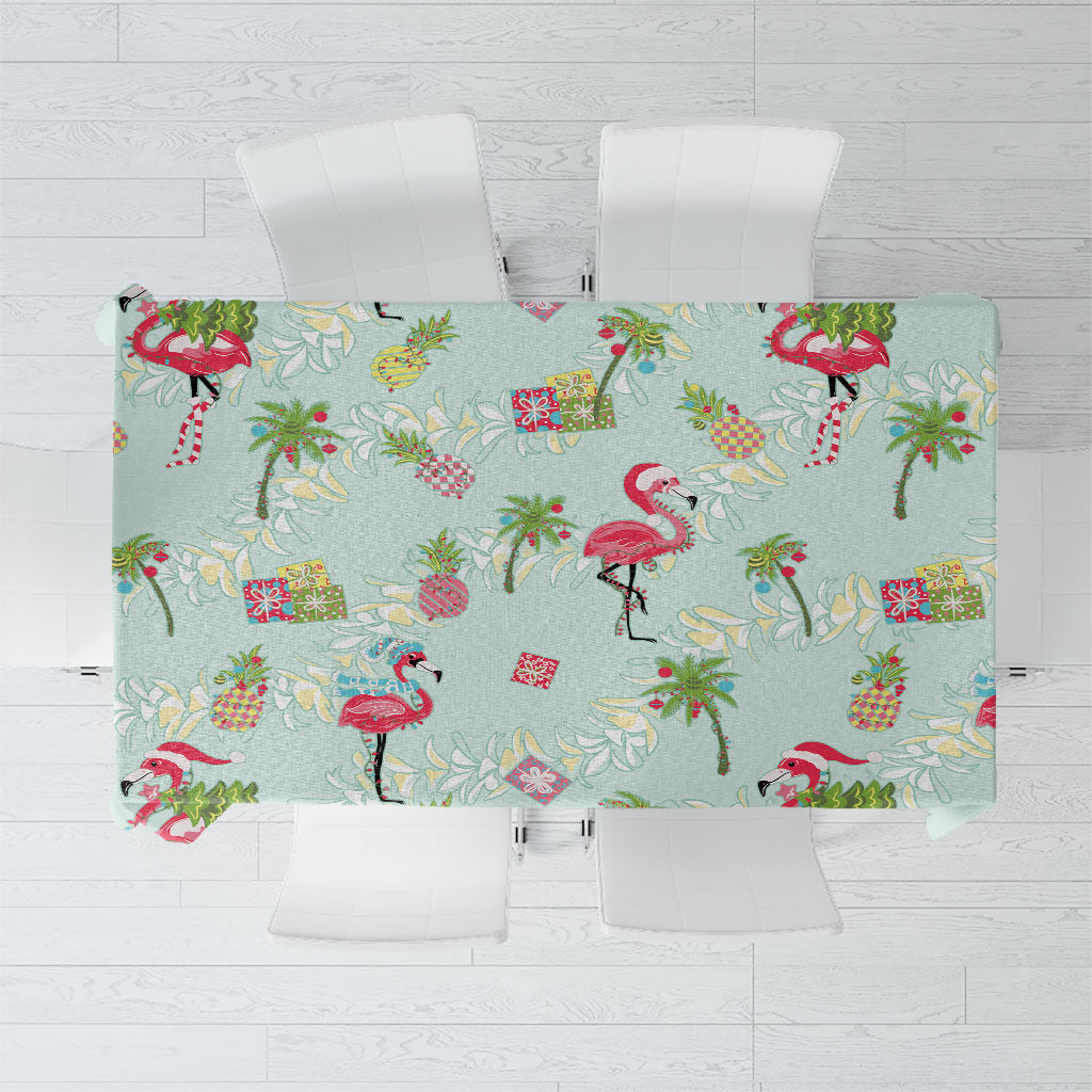Aloha Hawaii Christmas Seamless Tablecloth Plumeria Lei