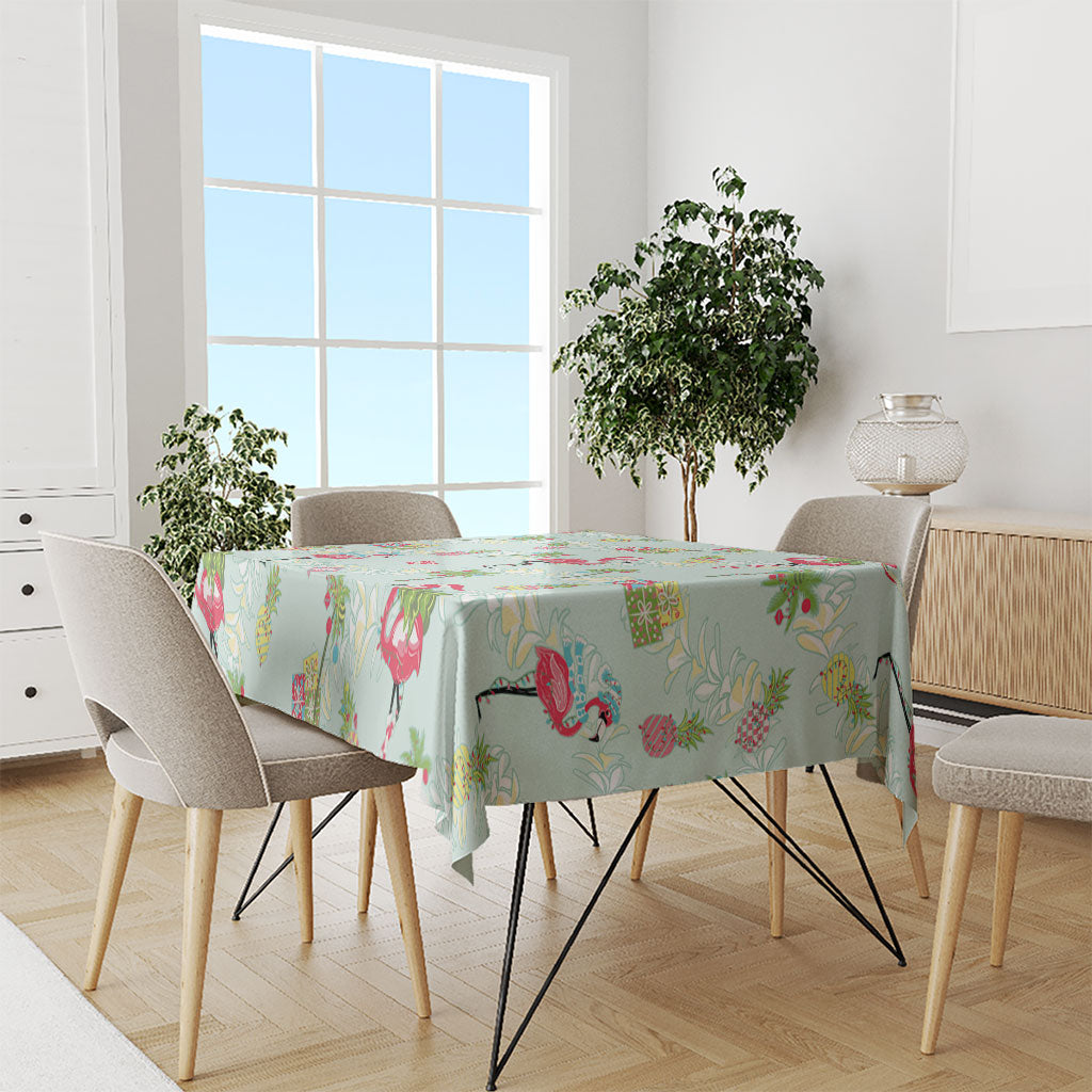 Aloha Hawaii Christmas Seamless Tablecloth Plumeria Lei