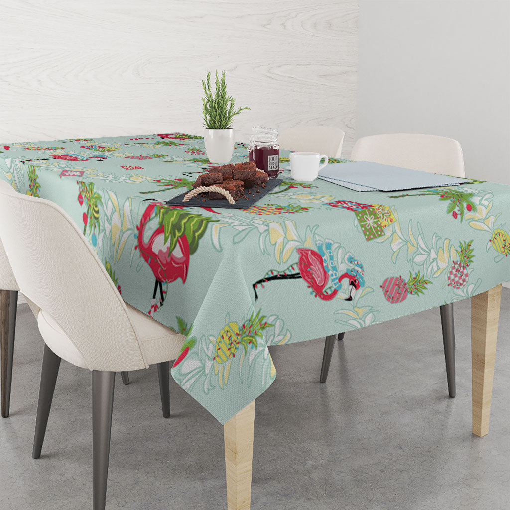 Aloha Hawaii Christmas Seamless Tablecloth Plumeria Lei