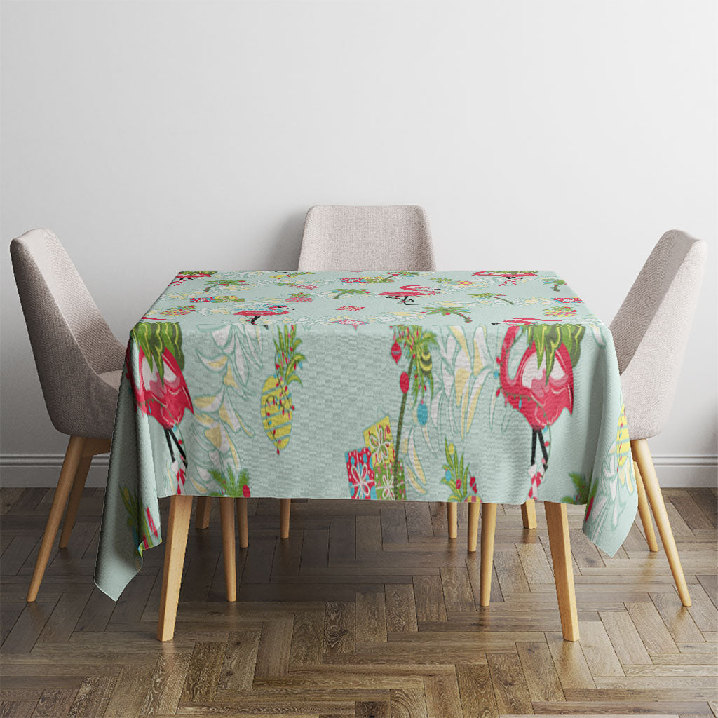 Aloha Hawaii Christmas Seamless Tablecloth Plumeria Lei