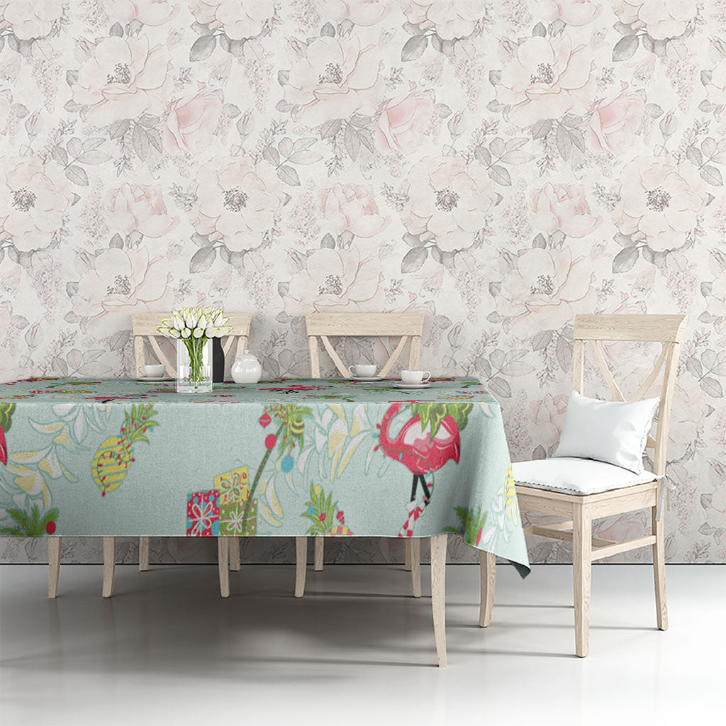 Aloha Hawaii Christmas Seamless Tablecloth Plumeria Lei