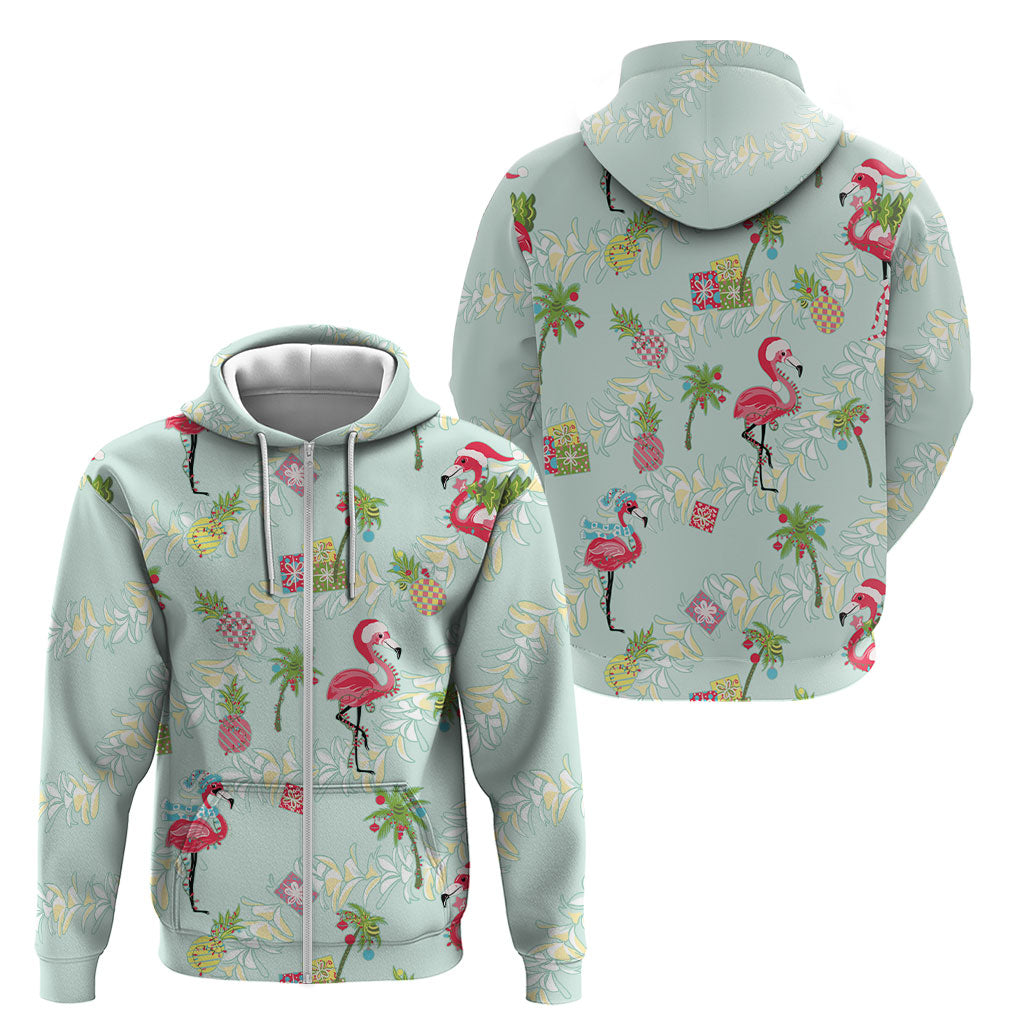 Aloha Hawaii Christmas Seamless Zip Hoodie Plumeria Lei LT7 - Polynesian Pride