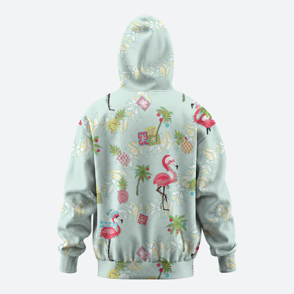 Aloha Hawaii Christmas Seamless Zip Hoodie Plumeria Lei LT7 - Polynesian Pride