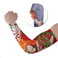 Mele Kalikimaka Hawaii Christmas Maile Lei Arm Sleeves Tropical Santa LT7 Set of 2 Red - Polynesian Pride