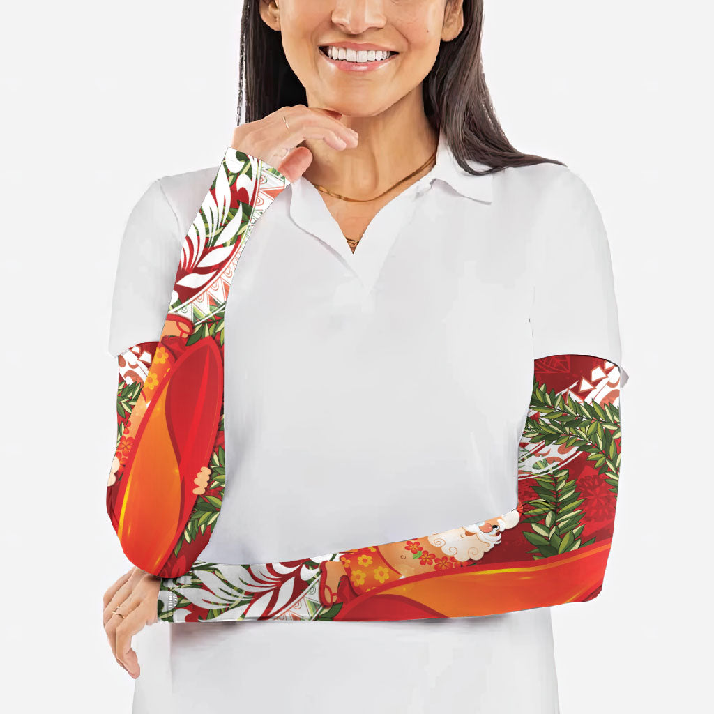 Mele Kalikimaka Hawaii Christmas Maile Lei Arm Sleeves Tropical Santa LT7 - Polynesian Pride