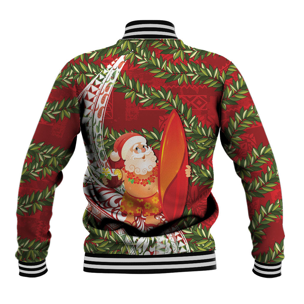 Mele Kalikimaka Hawaii Christmas Maile Lei Baseball Jacket Tropical Santa LT7 - Polynesian Pride