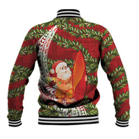 Mele Kalikimaka Hawaii Christmas Maile Lei Baseball Jacket Tropical Santa LT7 - Polynesian Pride