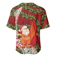 Mele Kalikimaka Hawaii Christmas Maile Lei Baseball Jersey Tropical Santa