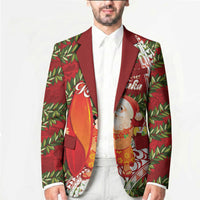 Mele Kalikimaka Hawaii Christmas Maile Lei Blazer Tropical Santa LT7 - Polynesian Pride