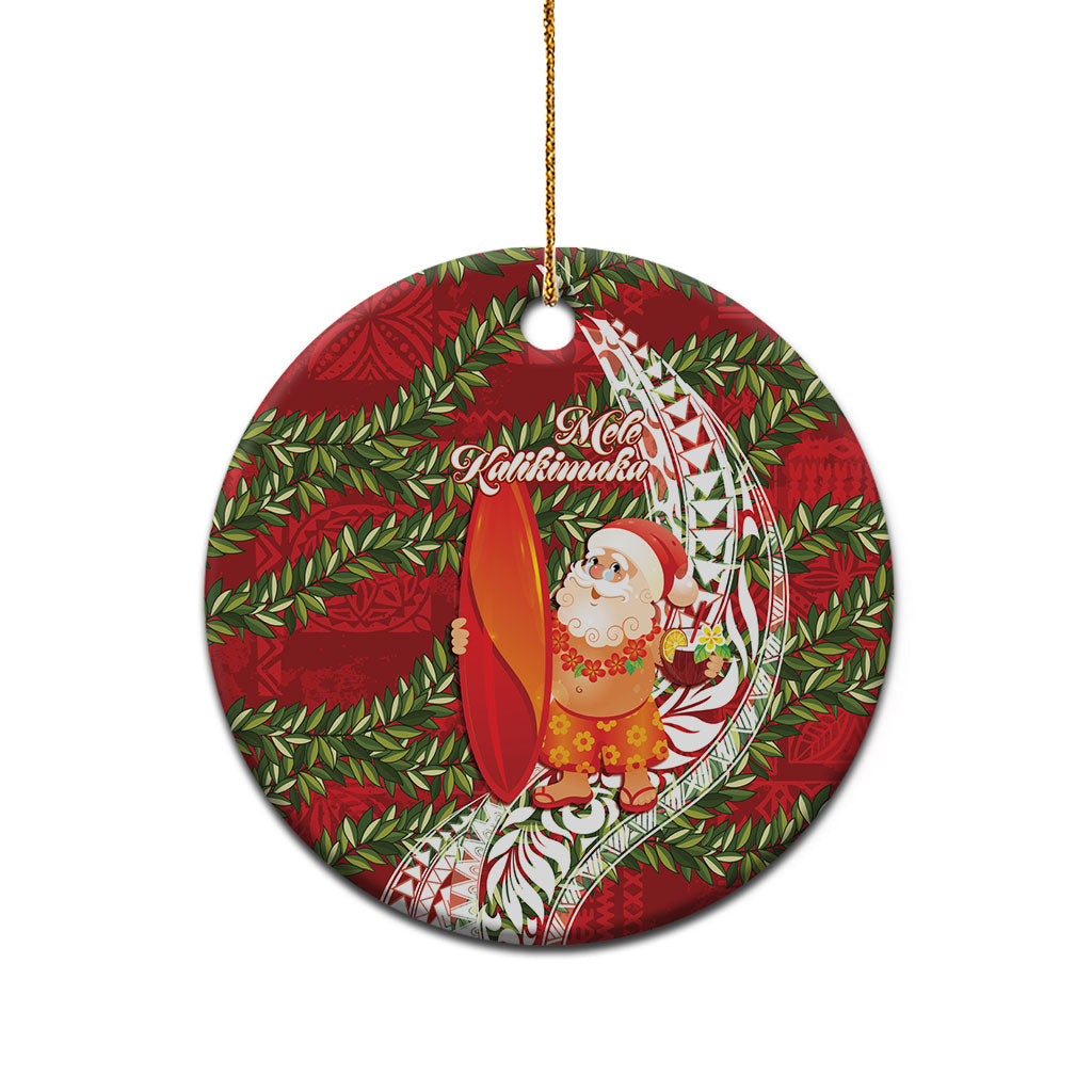 Mele Kalikimaka Hawaii Christmas Maile Lei Ceramic Ornament Tropical Santa LT7 - Polynesian Pride
