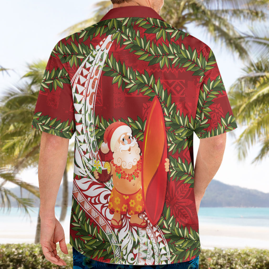 Mele Kalikimaka Hawaii Christmas Maile Lei Hawaiian Shirt Tropical Santa LT7 - Polynesian Pride