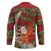 Mele Kalikimaka Hawaii Christmas Maile Lei Hockey Jersey Tropical Santa LT7 - Polynesian Pride