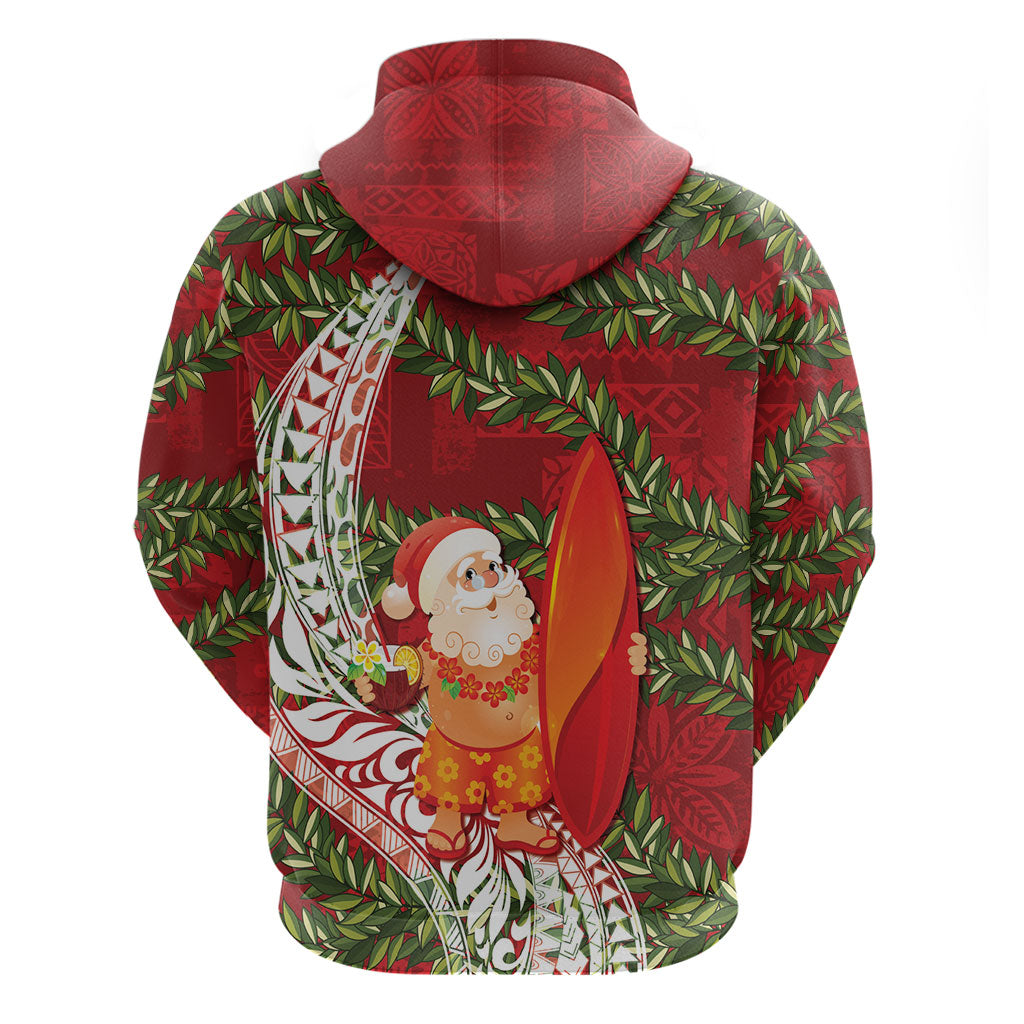 Mele Kalikimaka Hawaii Christmas Maile Lei Hoodie Tropical Santa LT7 - Polynesian Pride