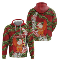 Mele Kalikimaka Hawaii Christmas Maile Lei Hoodie Tropical Santa LT7 - Polynesian Pride