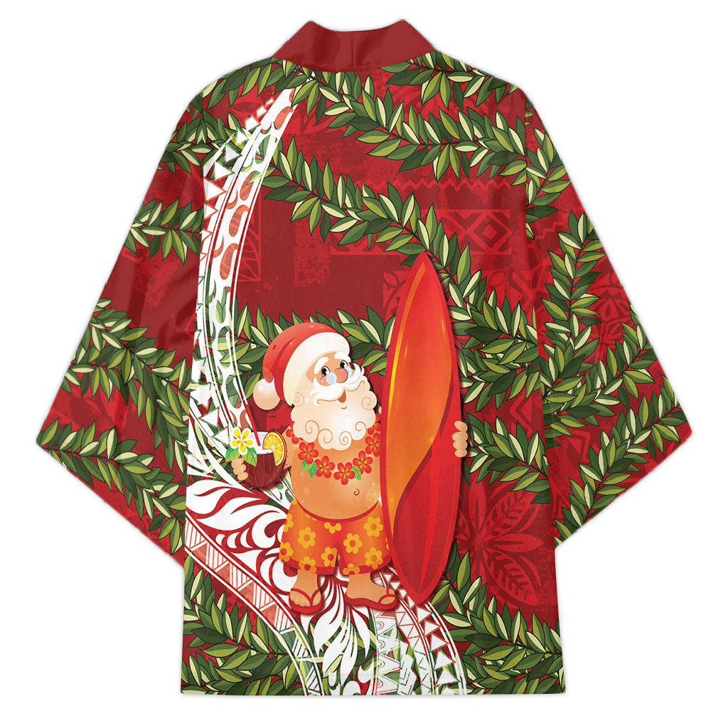 Mele Kalikimaka Hawaii Christmas Maile Lei Kimono Tropical Santa LT7 - Polynesian Pride