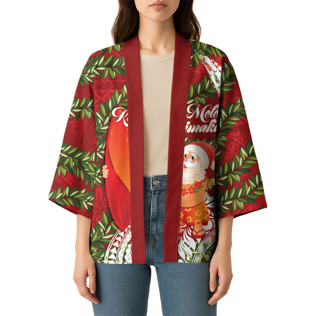 Mele Kalikimaka Hawaii Christmas Maile Lei Kimono Tropical Santa LT7 - Polynesian Pride