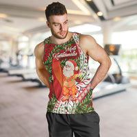Mele Kalikimaka Hawaii Christmas Maile Lei Men Tank Top Tropical Santa
