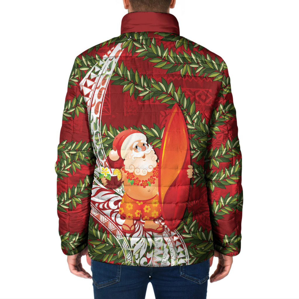 Mele Kalikimaka Hawaii Christmas Maile Lei Padded Jacket Tropical Santa LT7 - Polynesian Pride