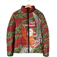 Mele Kalikimaka Hawaii Christmas Maile Lei Padded Jacket Tropical Santa LT7 - Polynesian Pride